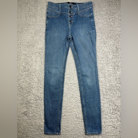 Hollister Jeans Womens 5 High Rise Super Skinny Classic Stretch Exposed Buttons - Picture 1 of 5